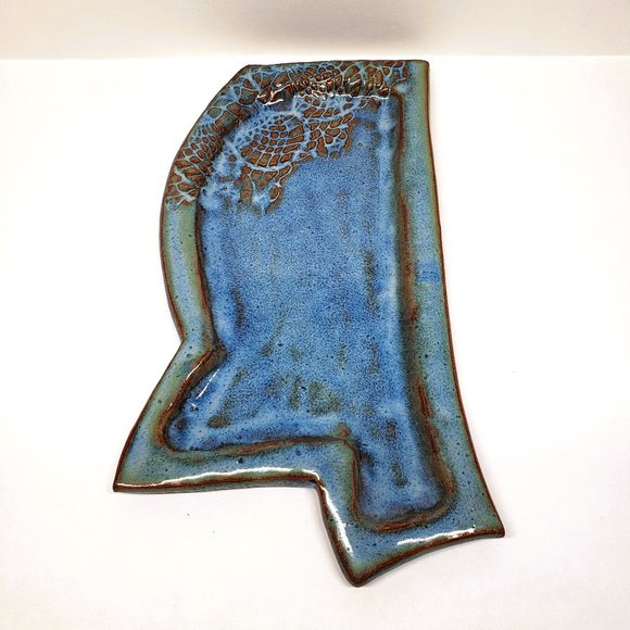 Artisan Blue Ceramic Serving Platter - Picture 1 of 4
